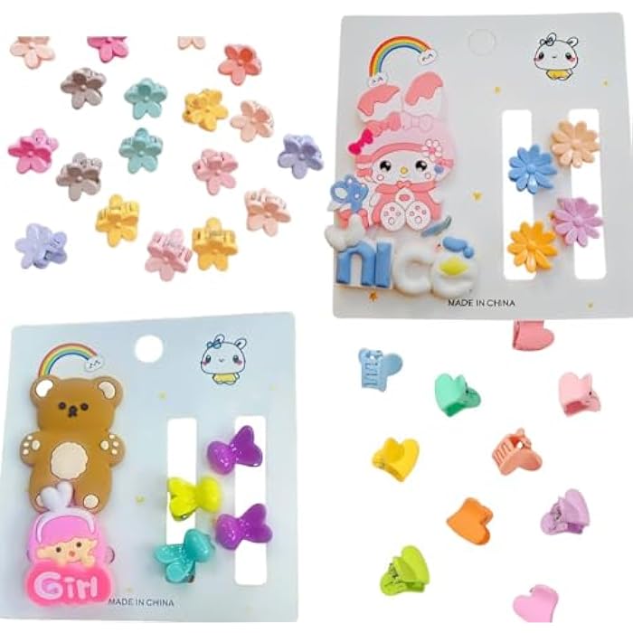 توك شعر رجميلة للبنات الأطفال -100 مطاط + 20 توكة + كارت مكون من (2 توكة Elastic + 4 قفازات صغير) (اللون والشكل عشوائي) - Image 4